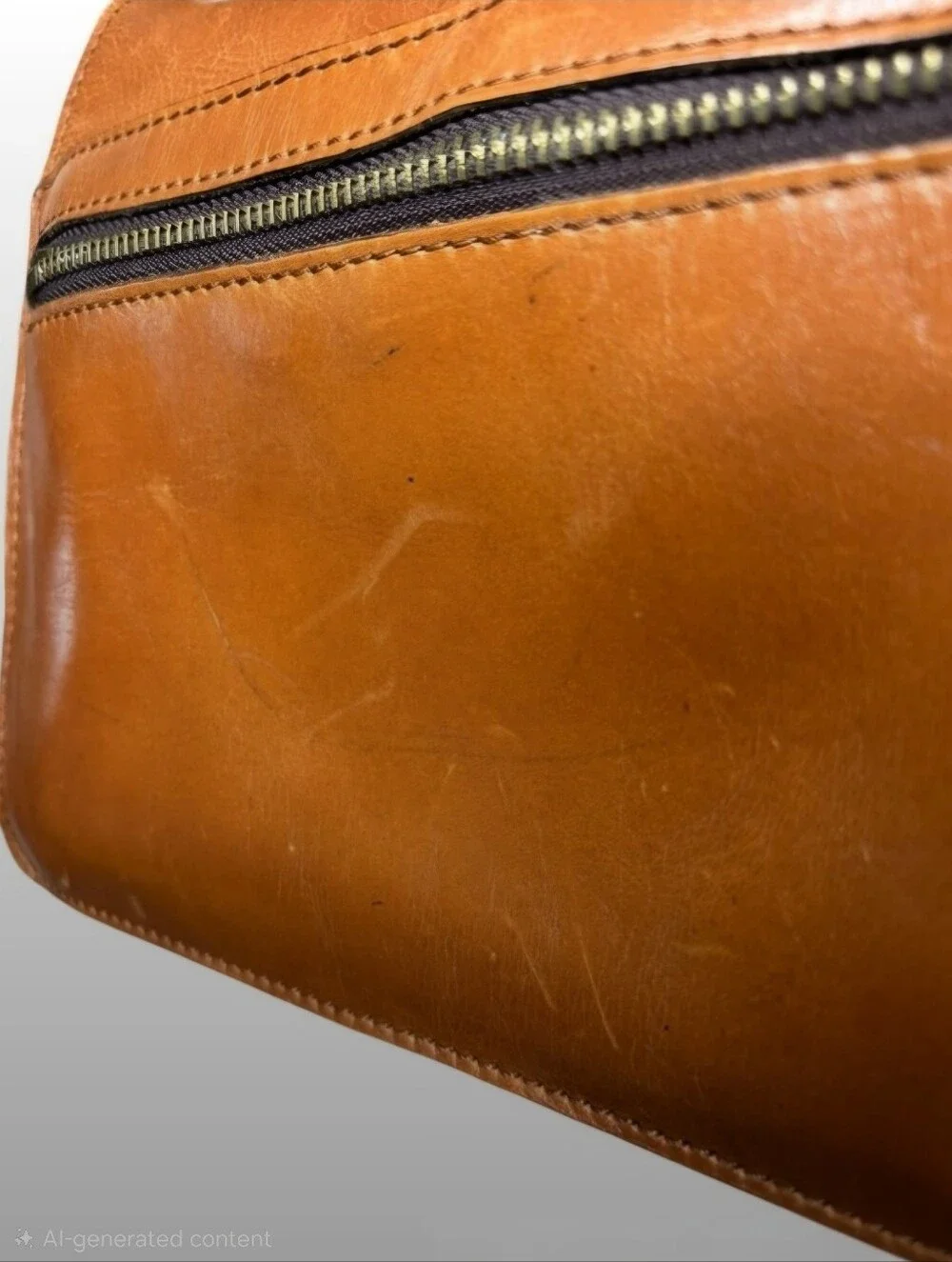 Patricia Nash Vintage Cognac Leather Crossbody Organizer Bag
